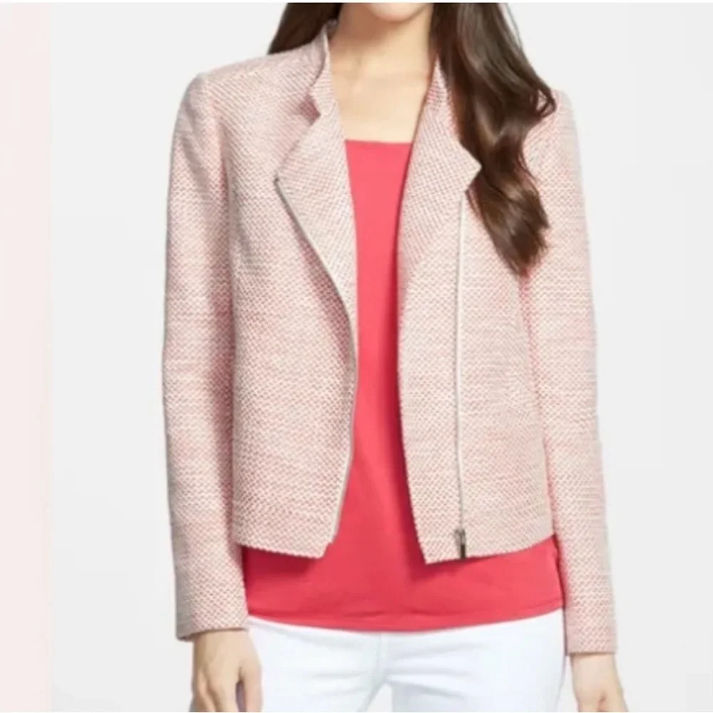 Classiques Entier | Front Zip Moto Blazer In Red Honey Tweed